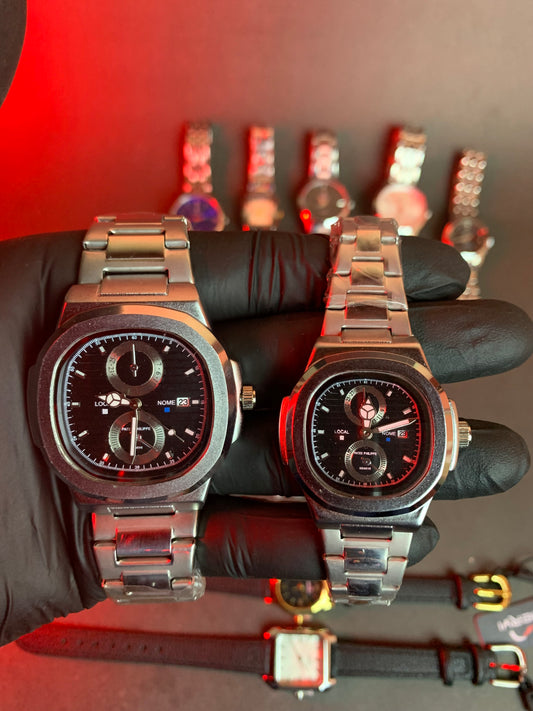 NOME Luxury Couple Watch Set - Silver & Steel