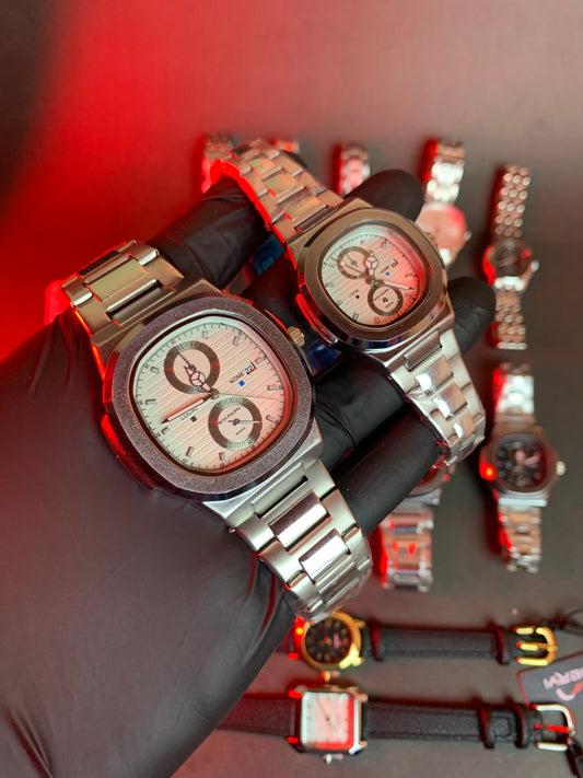 NOME Luxury Couple Watch Set - Silver & Steel