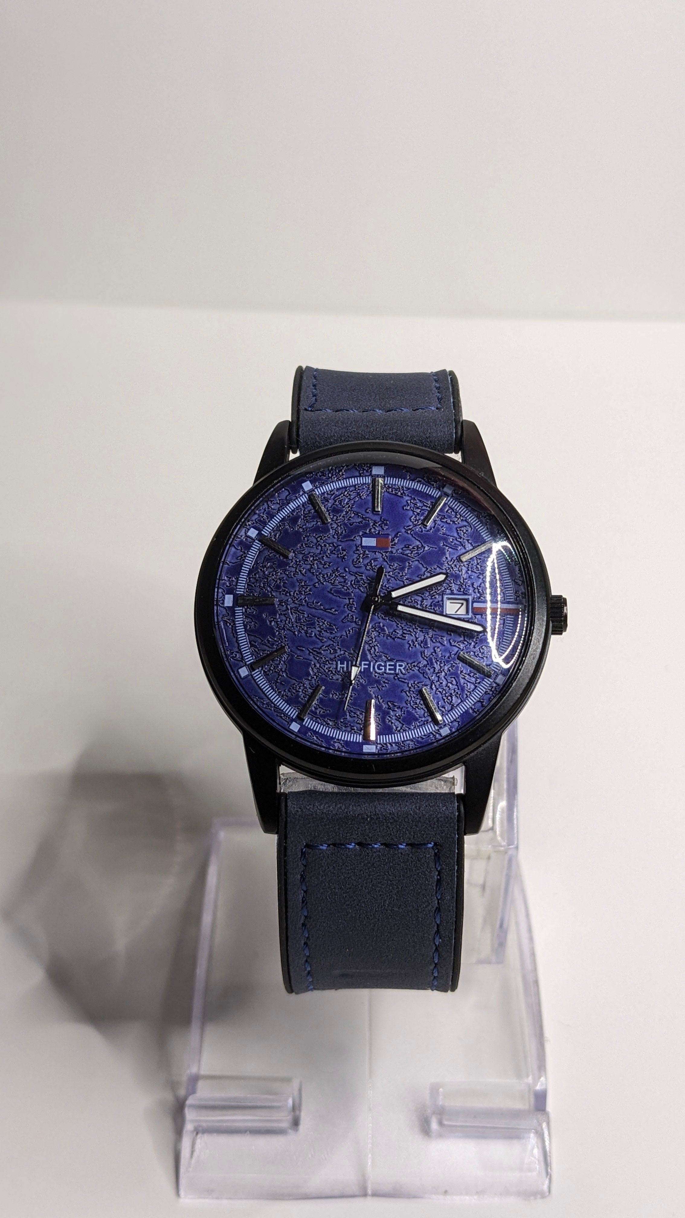 Tommy Hilfiger Royal Blue Textured Dial Watch for Men - Black Case