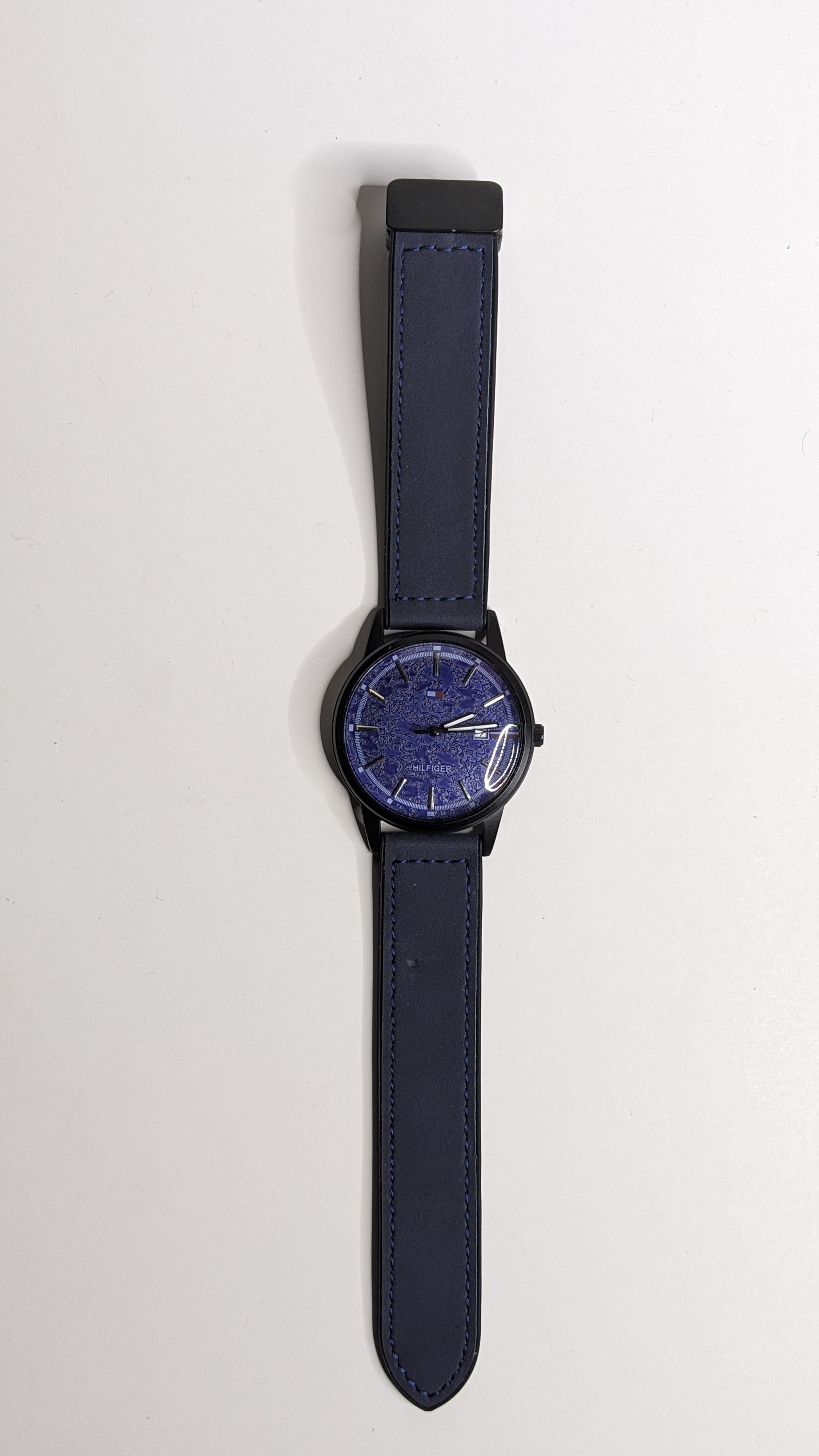 Tommy Hilfiger Royal Blue Textured Dial Watch for Men - Black Case
